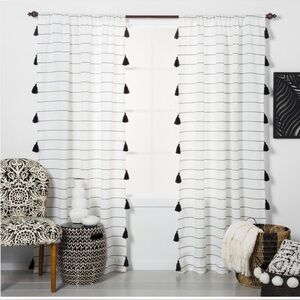 Opalhouse Black/White Stripe/Tassel; Light Filtering Curtain Panels (Set of 2)